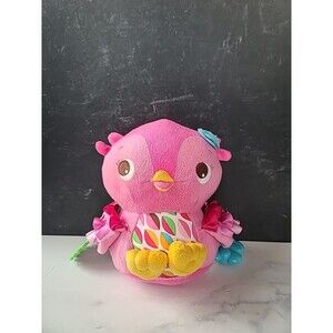 Bright Starts Pink Owl Bird Baby Plush Activity Toy Wing Pockets Mirror Rattle